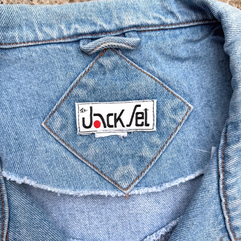 Vintage Jack Set Light Wash Denim Jacket USA Minimalist 90s Oversized Jacket - Picture 3 of 5